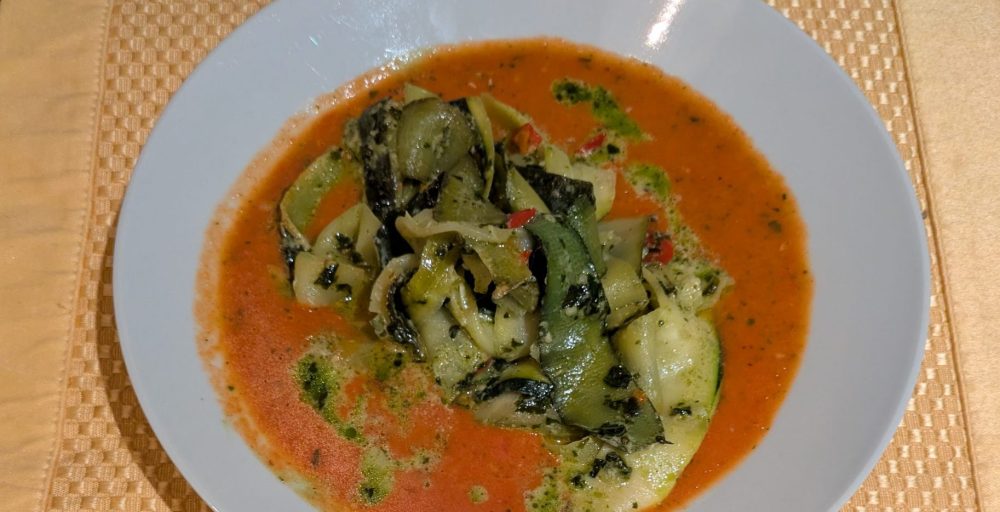Roasted Tomato & Zucchini Ribbon Soup