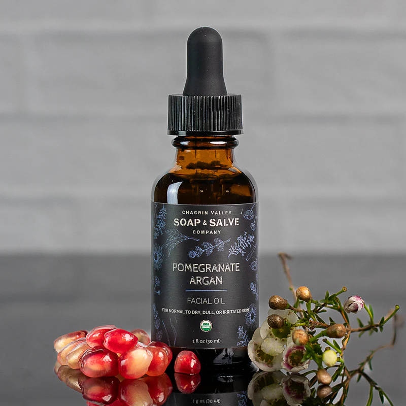 Pomegranate argan facial oil bottle