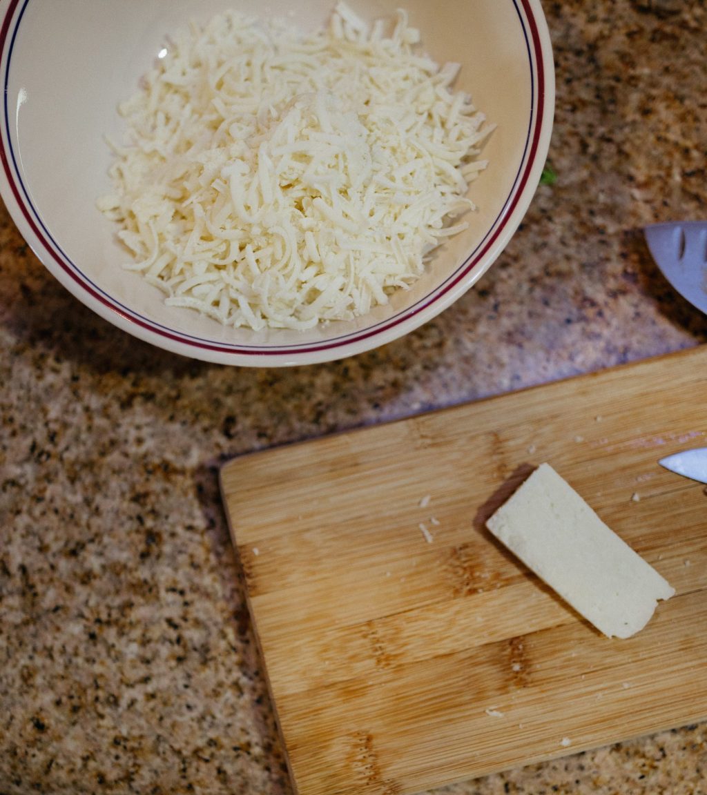 Grated cheese in a bowl